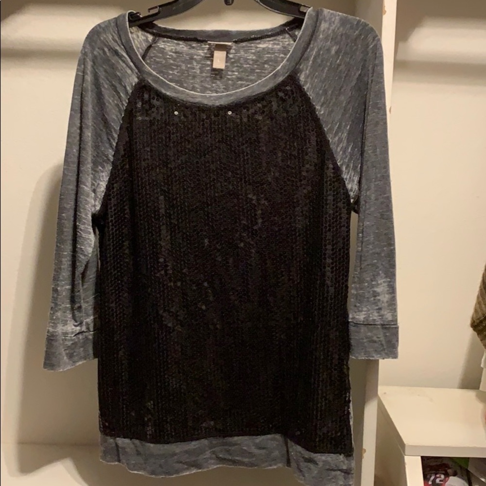 Vanity - Large, 3/4 sleeve, sequins shirt.